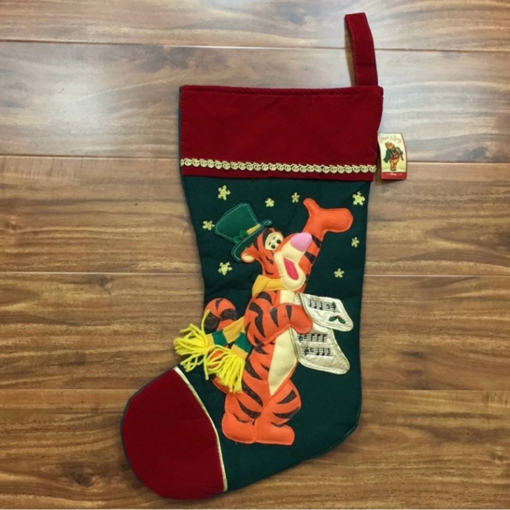 NWT Vintage Disney Winnie The Pooh Tigger Seasons Greetings Christmas Stocking